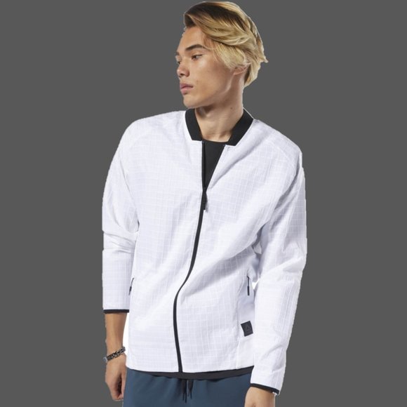 Reebok X Large Bomber Jacket. Men's. NWT. White. Black. Lightweight. - Picture 1 of 8